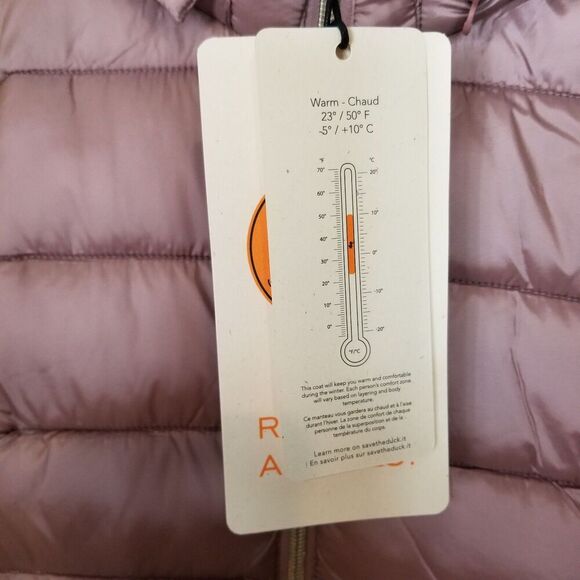 Save the Duck Women Reese Hooded Puffer Jacket Sz S Rose Insulated Zip Up Mid - Picture 7 of 11